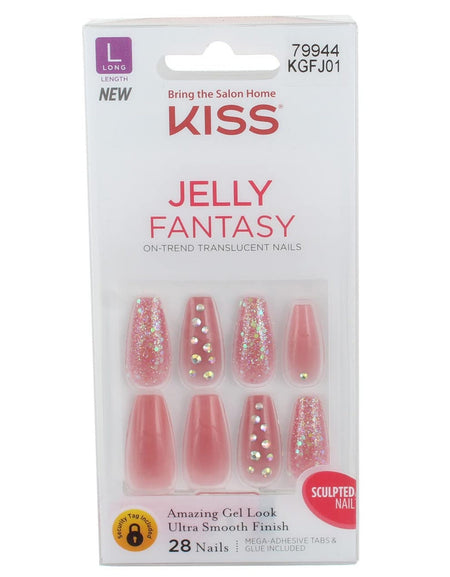 Kiss Jelly Fantasy Nails Rosey Long (2-pack, 28 ct each)