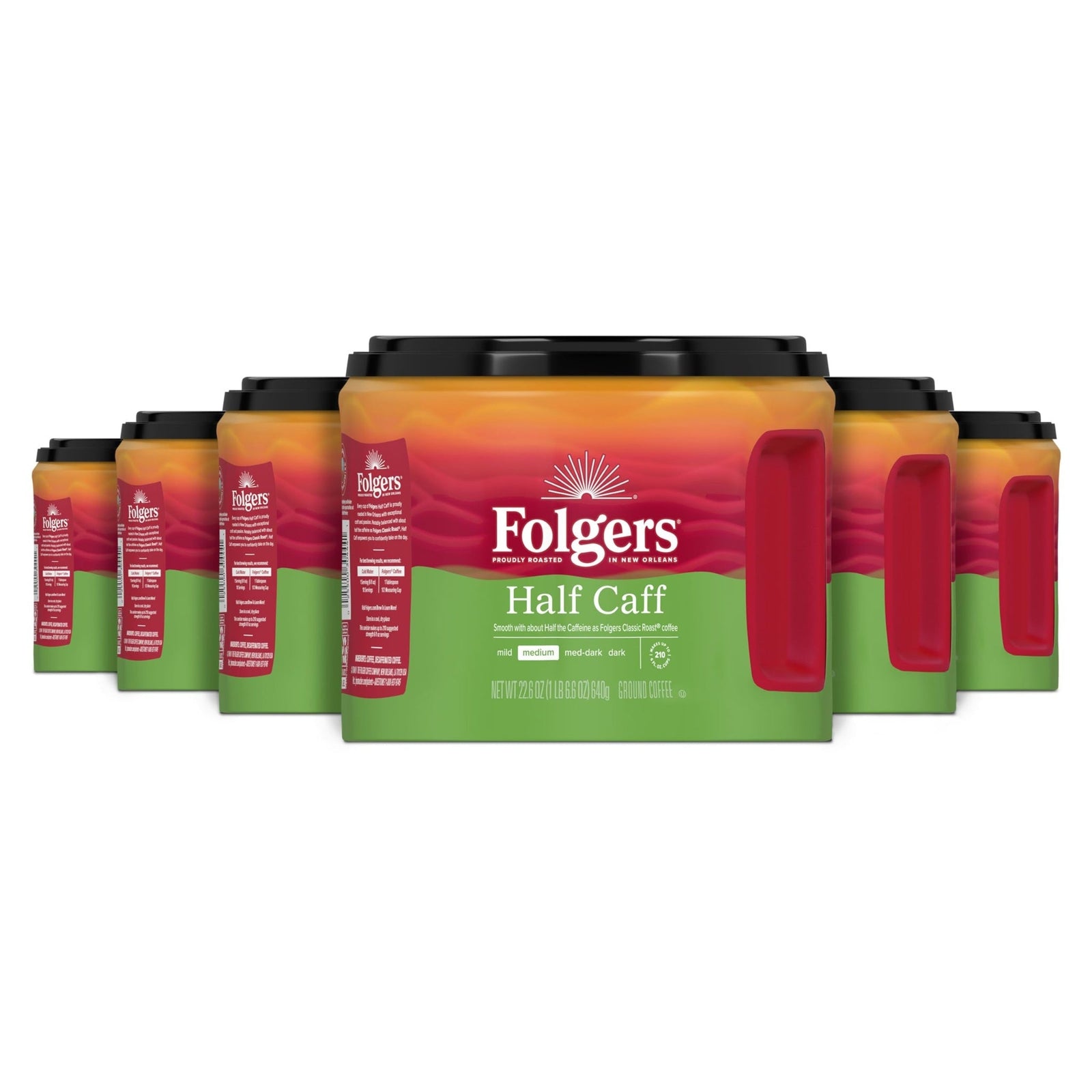 Folgers Half-Caff Medium Roast Ground Coffee (22.6 oz, 6-pack)