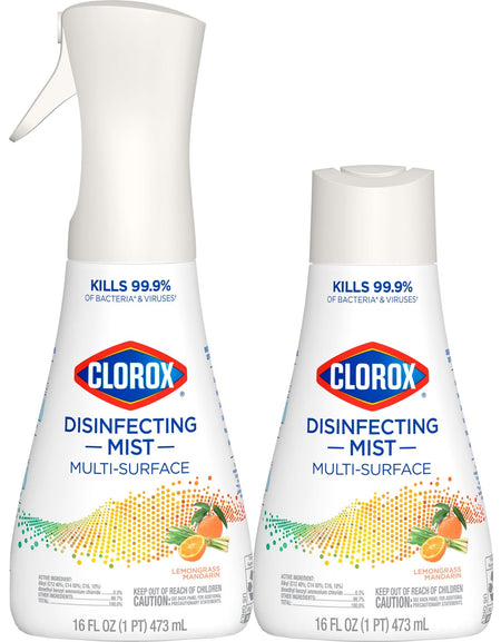 Clorox Disinfecting Mist Lemongrass Mandarin (16 oz, Sprayer + Refill)