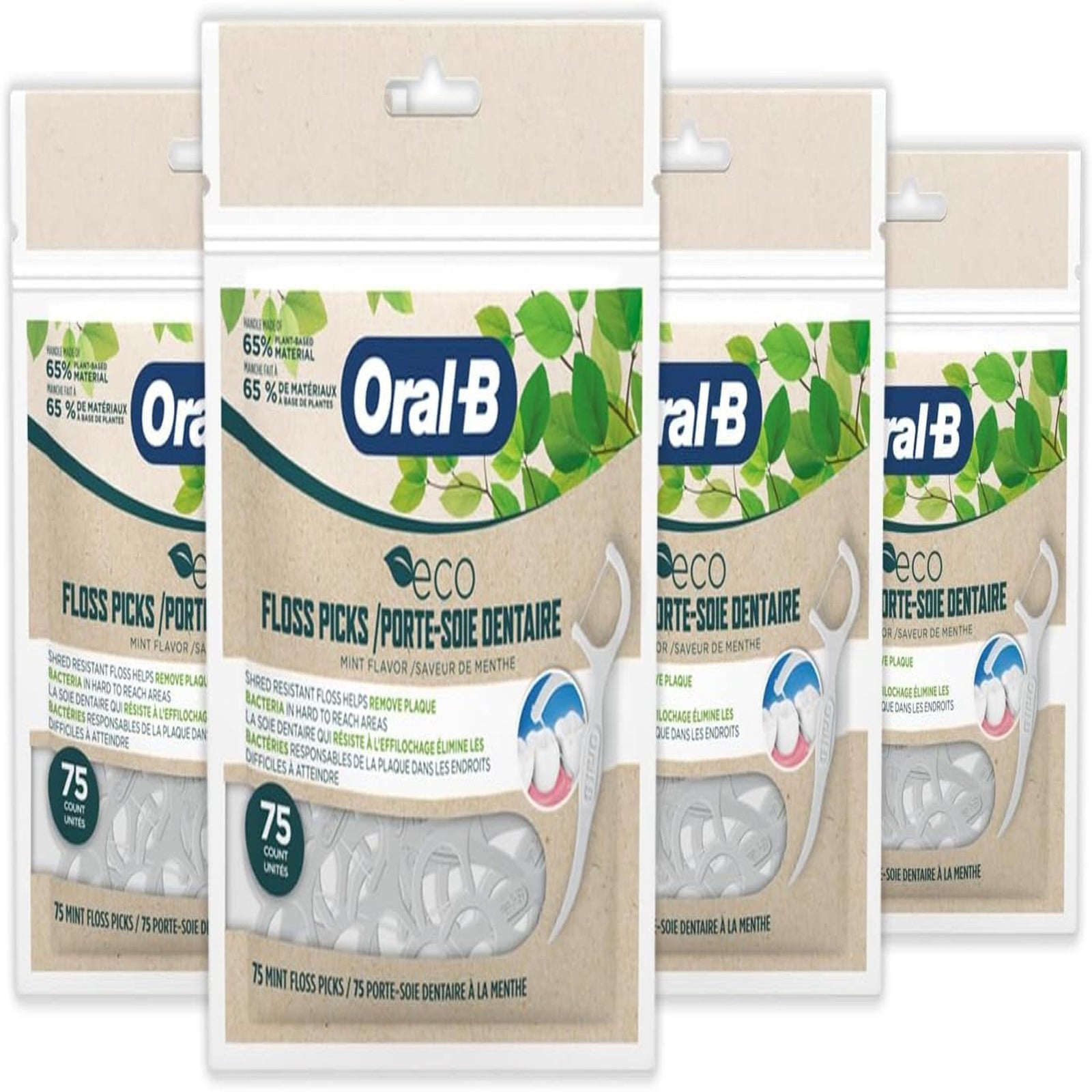 Oral-B Eco Floss Picks Mint (75 Count, 4 Pack)