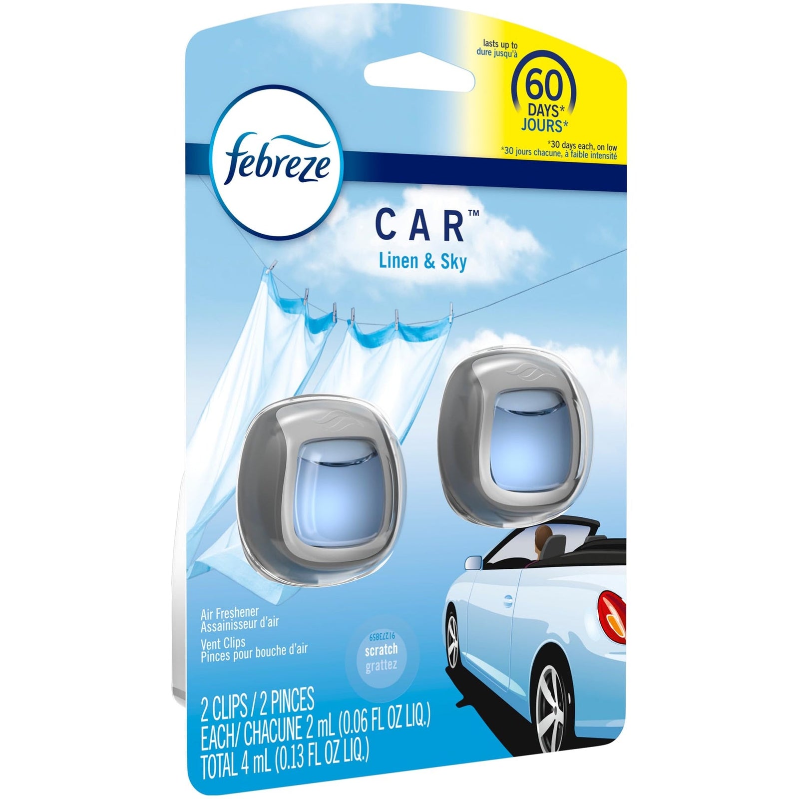 Febreze Car Vent Clip Linen & Sky (2 Count)