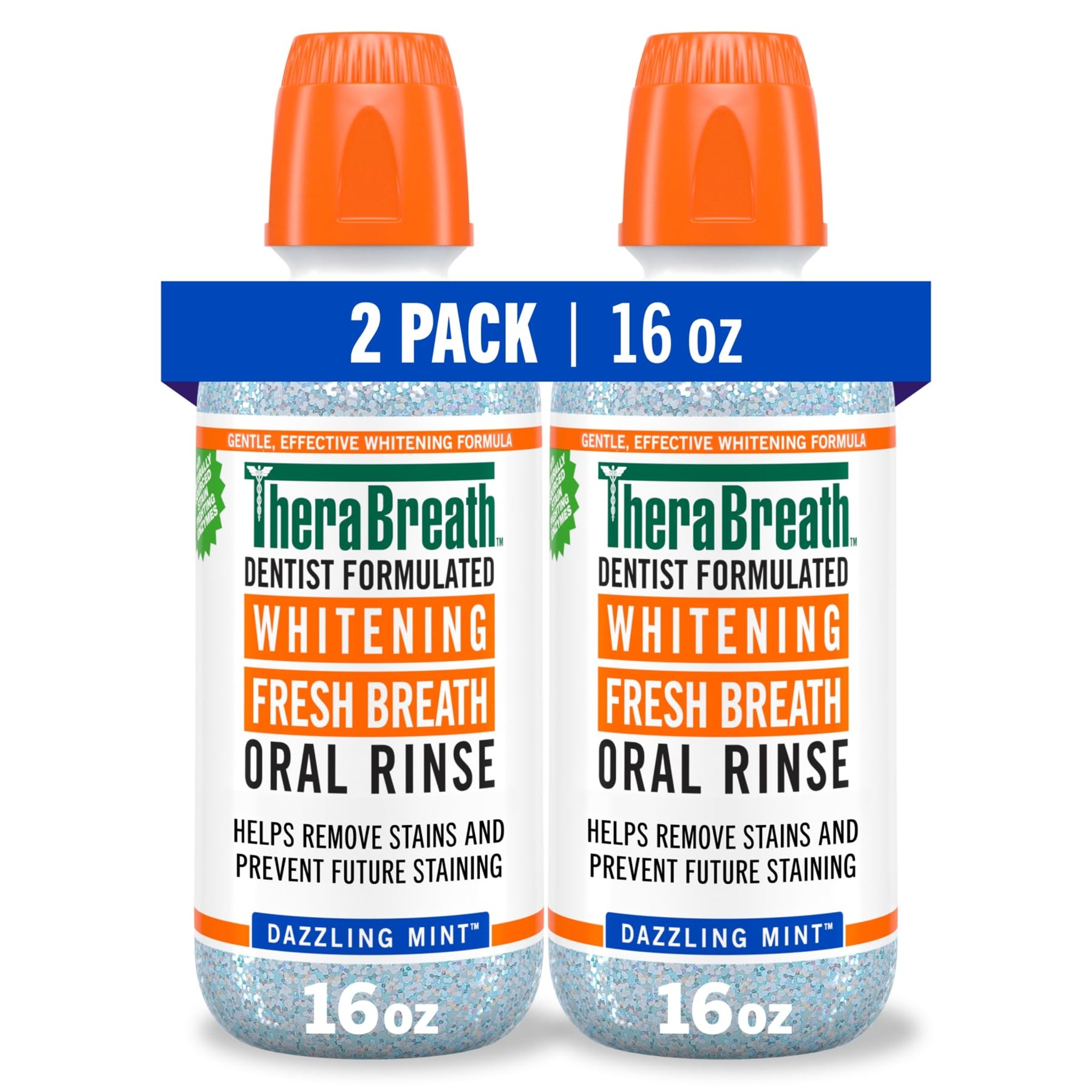TheraBreath Whitening Mouthwash Dazzling Mint (16 oz, 2 Pack)