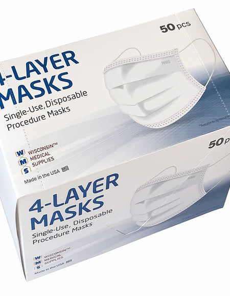 WMS Face Masks White 4-Layer (50 ct)