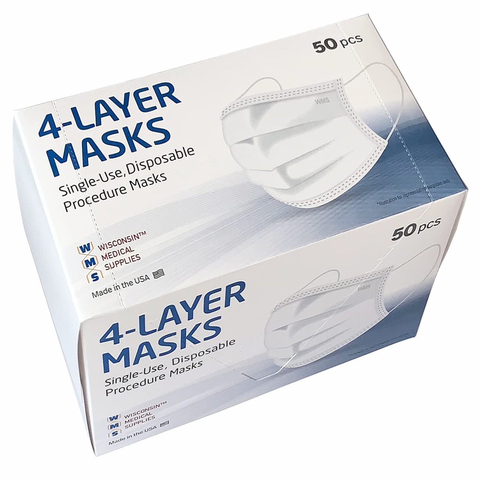 WMS Face Masks White 4-Layer (50 ct)