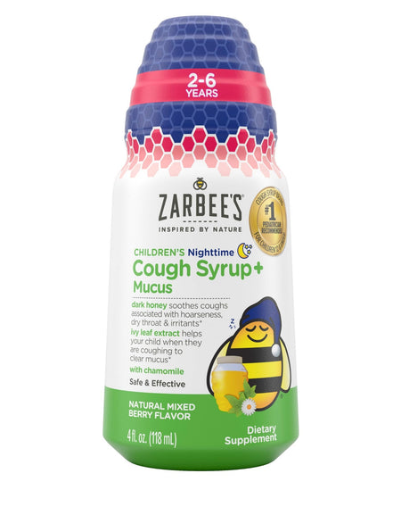 Zarbee's Nighttime Cough Syrup + Mucus for Kids (4 oz)