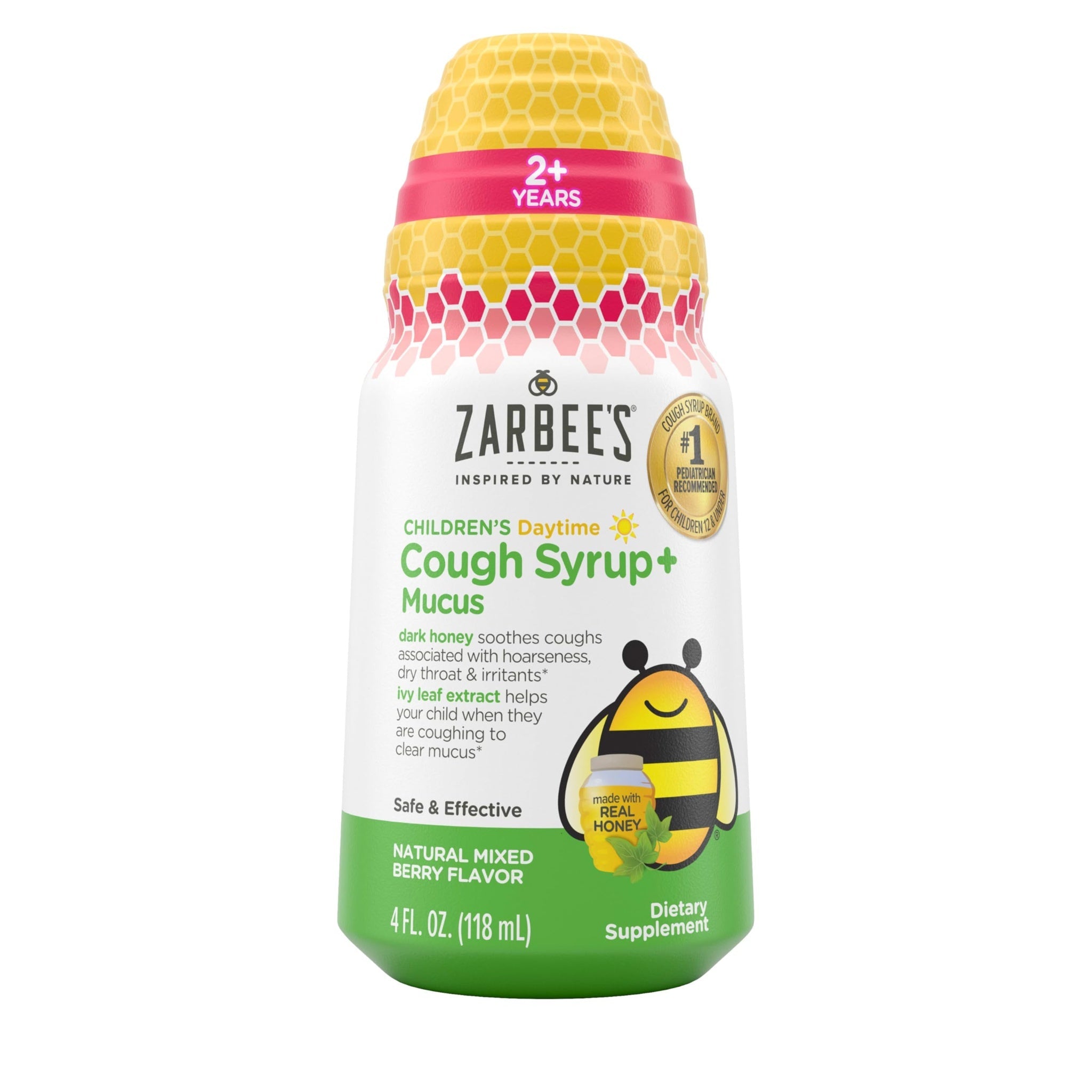Zarbee's Daytime Cough Syrup + Mucus for Kids (4 oz)