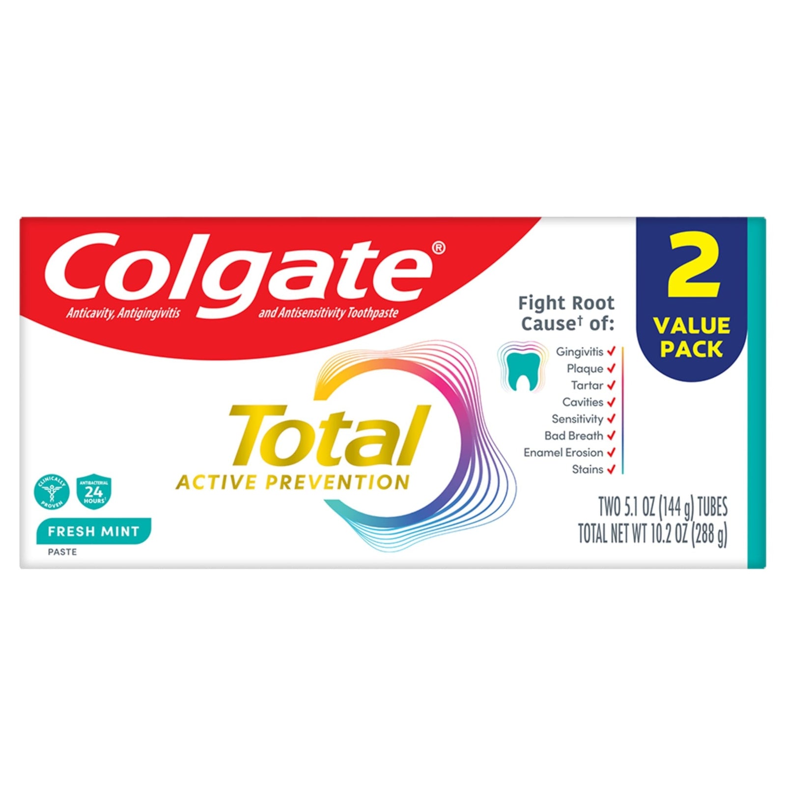 Colgate Total Toothpaste Fresh Mint (5.1 oz, 2-pack)