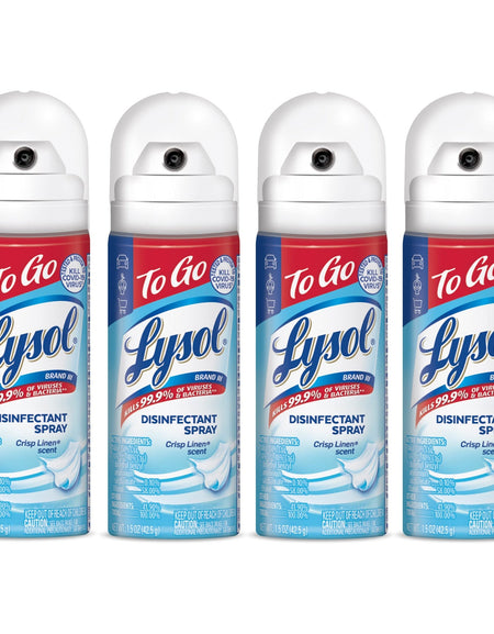 Lysol Disinfectant Spray To Go Crisp Linen (1.5 oz, 4 Pack)