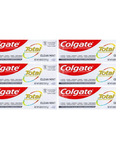 Colgate Total Toothpaste Travel Size Clean Mint (0.88 oz, 6 Pack)
