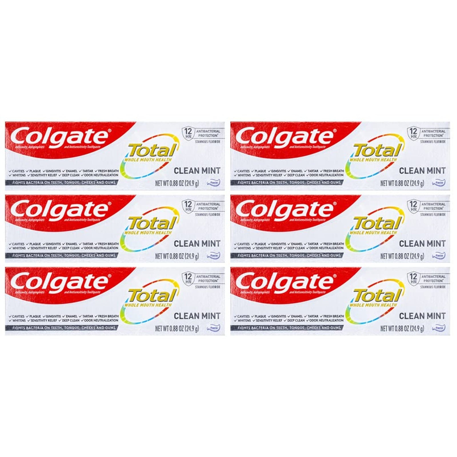 Colgate Total Toothpaste Travel Size Clean Mint (0.88 oz, 6 Pack)