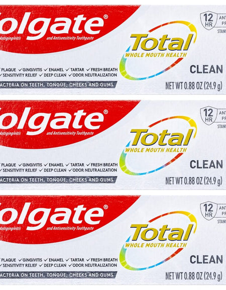 Colgate Total Toothpaste Travel Size Clean Mint (0.88 oz, 3 Pack)