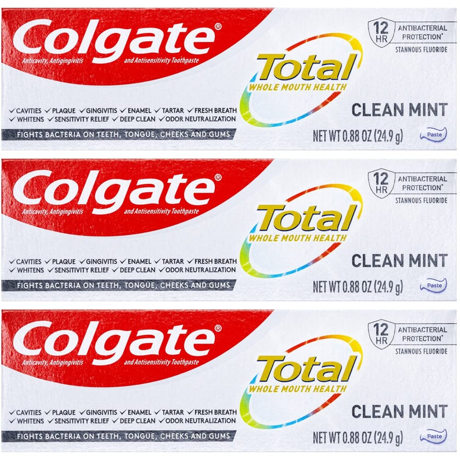 Colgate Total Toothpaste Travel Size Clean Mint (0.88 oz, 3 Pack)