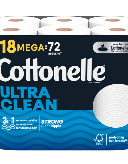 Cottonelle Ultra Clean Toilet Paper (18 Mega Rolls)