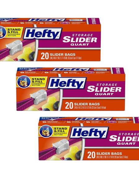 Hefty Slider Bags Quart (20 Count, 3 Pack)
