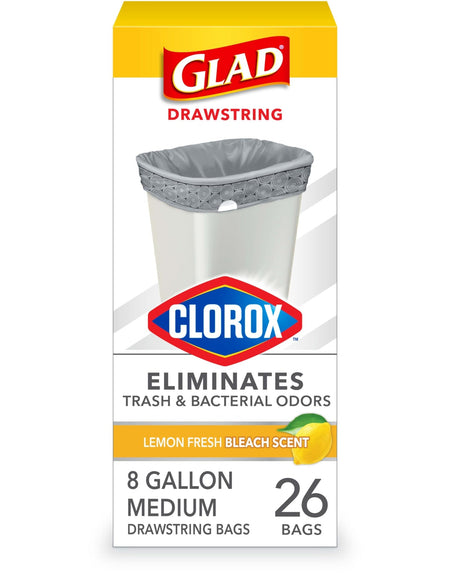 Glad Medium Trash Bags Lemon Fresh (8 Gal, 26 Count)