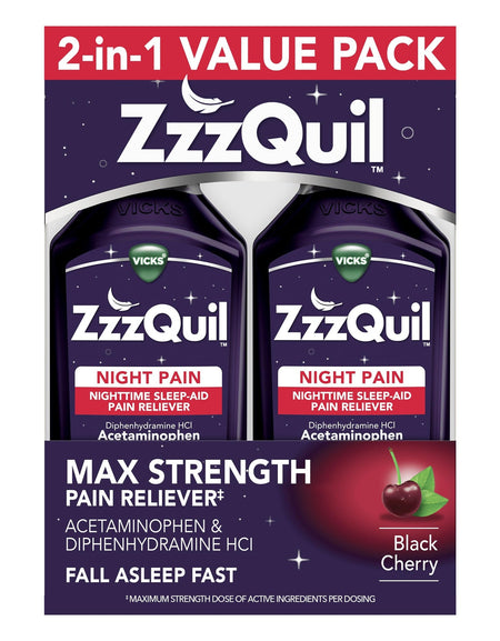 ZzzQuil Nighttime Pain Reliever & Sleep Aid (24 oz, 2-pack)