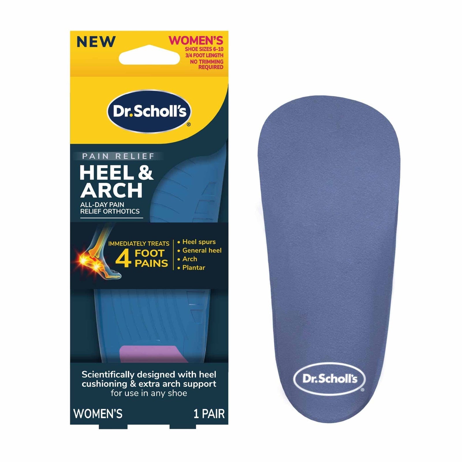 Dr. Scholl's Heel & Arch Insoles Women Size 6–10