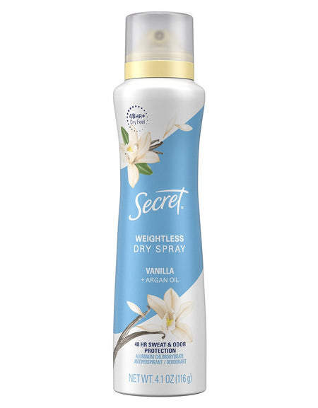 Secret Dry Spray Deodorant Vanilla & Argan Oil (4.1 oz)