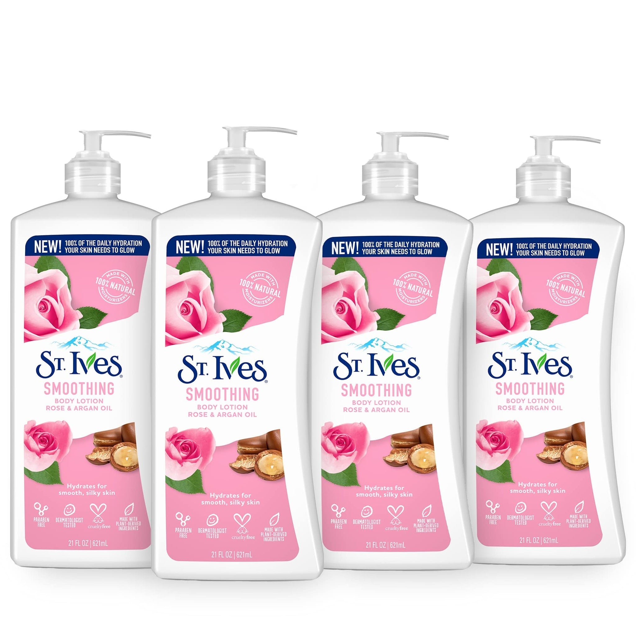 St. Ives Hand & Body Lotion Rose & Argan Oil (21 oz, 4-pack)