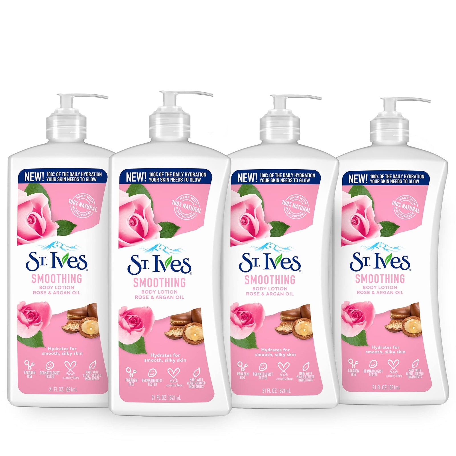St. Ives Hand & Body Lotion Rose & Argan Oil (21 oz, 4-pack)