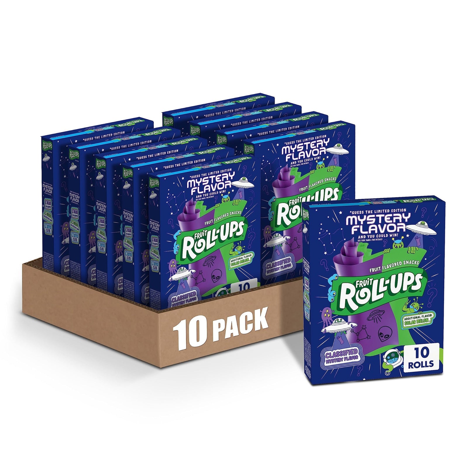 Fruit Roll-Ups Fruit Snacks Mystery/Solar Melon (10 Count, 10 Pack)