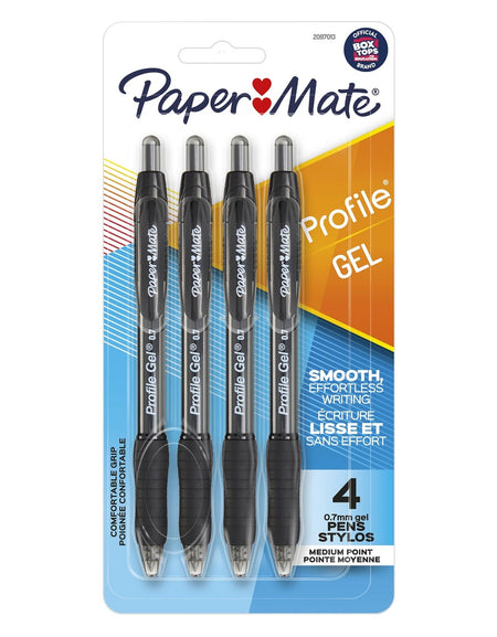 Paper Mate Profile Gel Pen Black (0.7 mm, 4 Count)