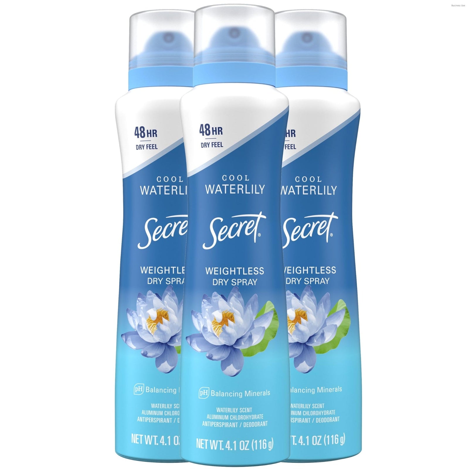 Secret Dry Spray Antiperspirant Waterlily & Argan (4.1 oz, 3 Pack)