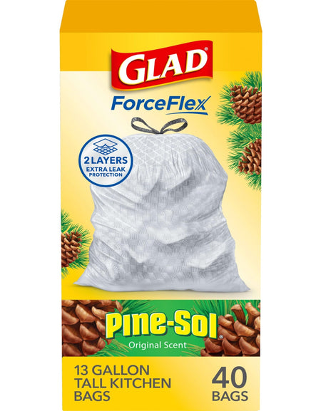Glad ForceFlex Trash Bags Pine-Sol (13 Gal, 40 Count)