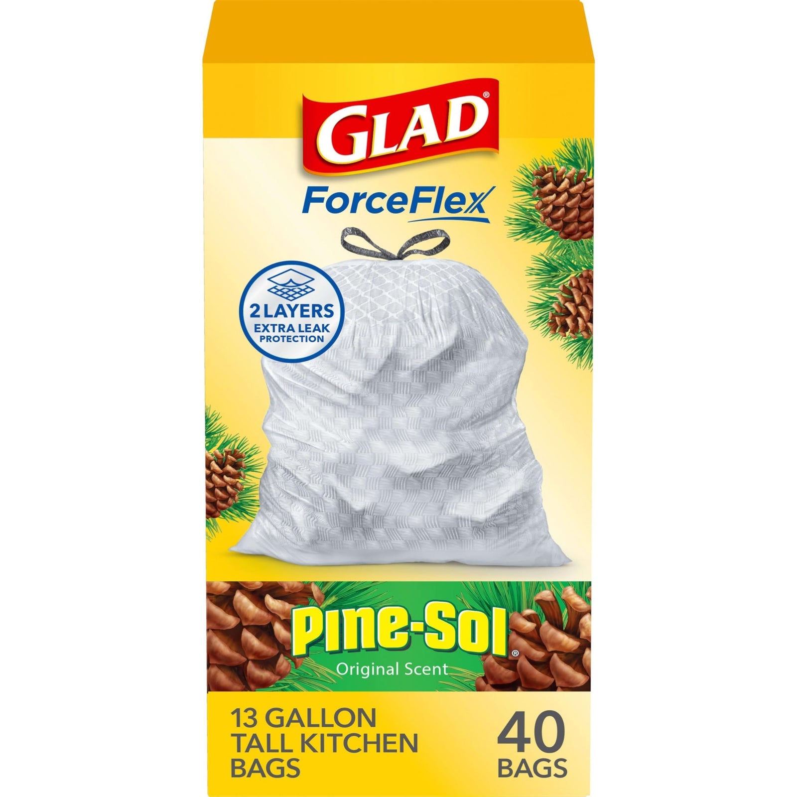 Glad ForceFlex Trash Bags Pine-Sol (13 Gal, 40 Count)