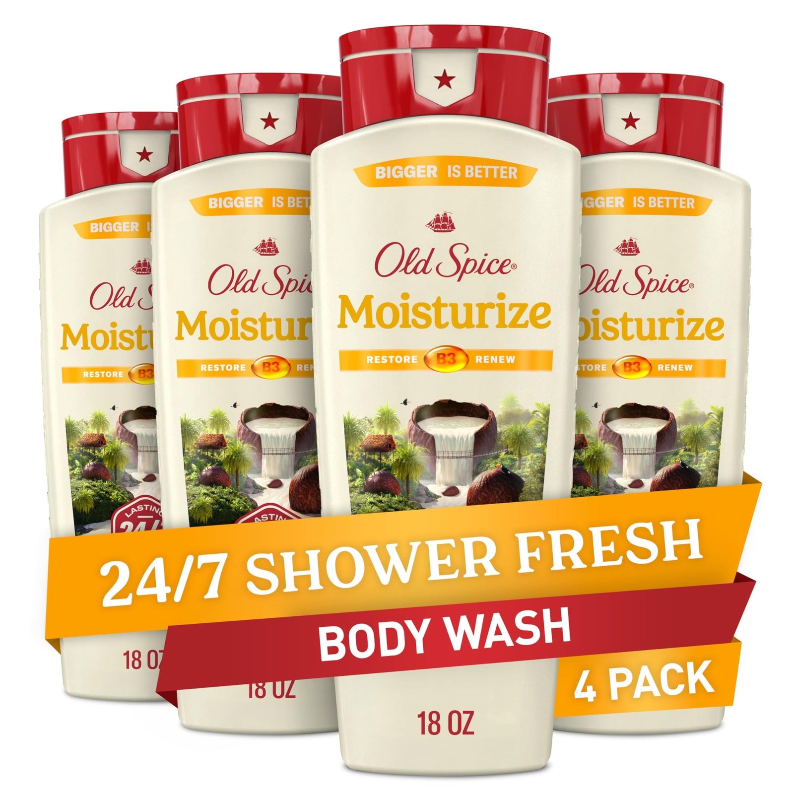 Old Spice Body Wash 24/7 Shower Fresh (18 oz, 4 Pack)