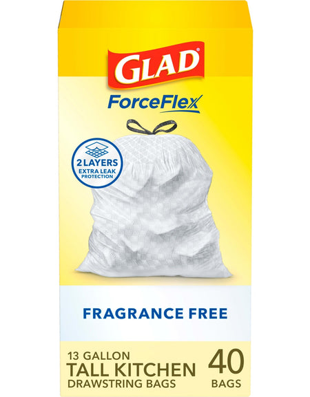 Glad Kitchen Trash Bags Fragrance-Free (13 gal, 40 ct)