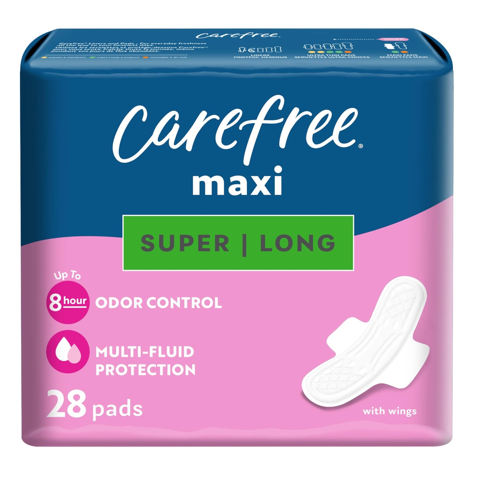 Carefree Maxi Pads with Wings Super (28 Count)