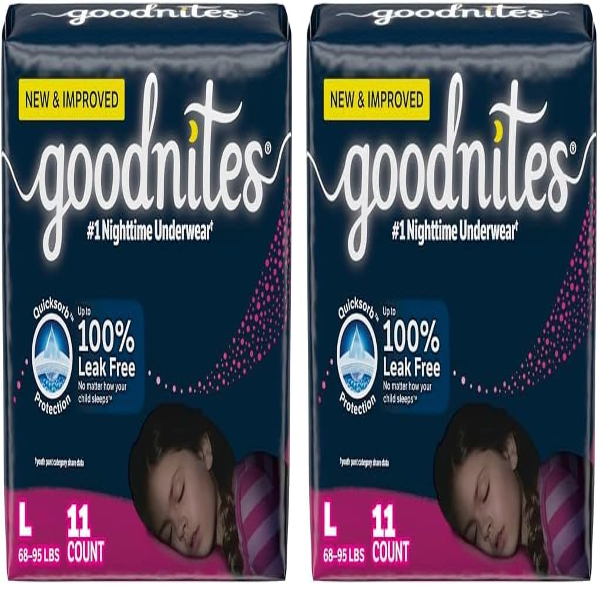 Goodnites Girls' Bedwetting Underwear Size L (11 Count, 2 Pack)