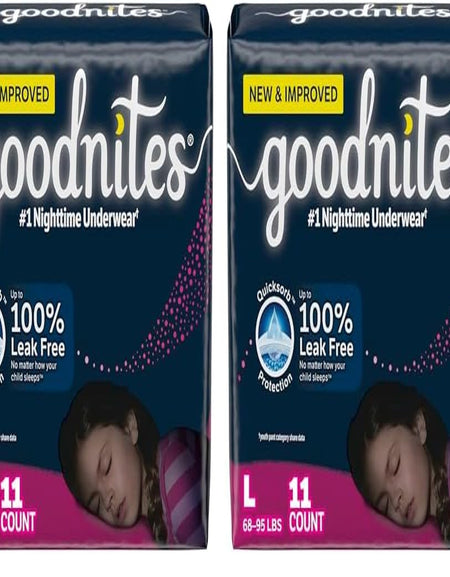 Goodnites Girls' Bedwetting Underwear Size L (11 Count, 2 Pack)