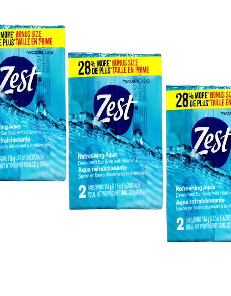 Zest Bar Soap Aqua with Vitamin E (4.12 oz, 6 ct)