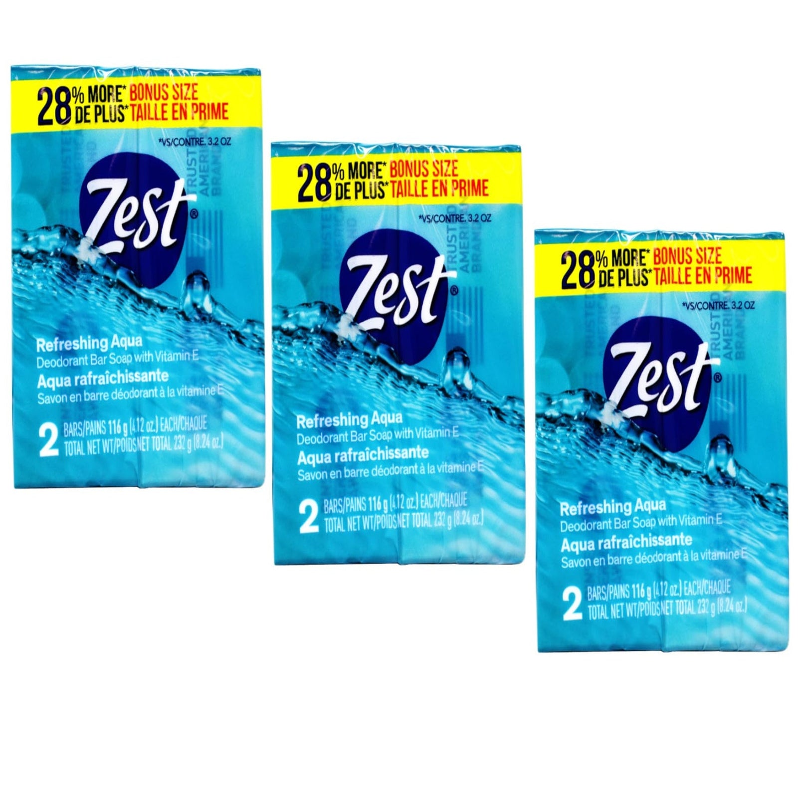 Zest Bar Soap Aqua with Vitamin E (4.12 oz, 6 ct)
