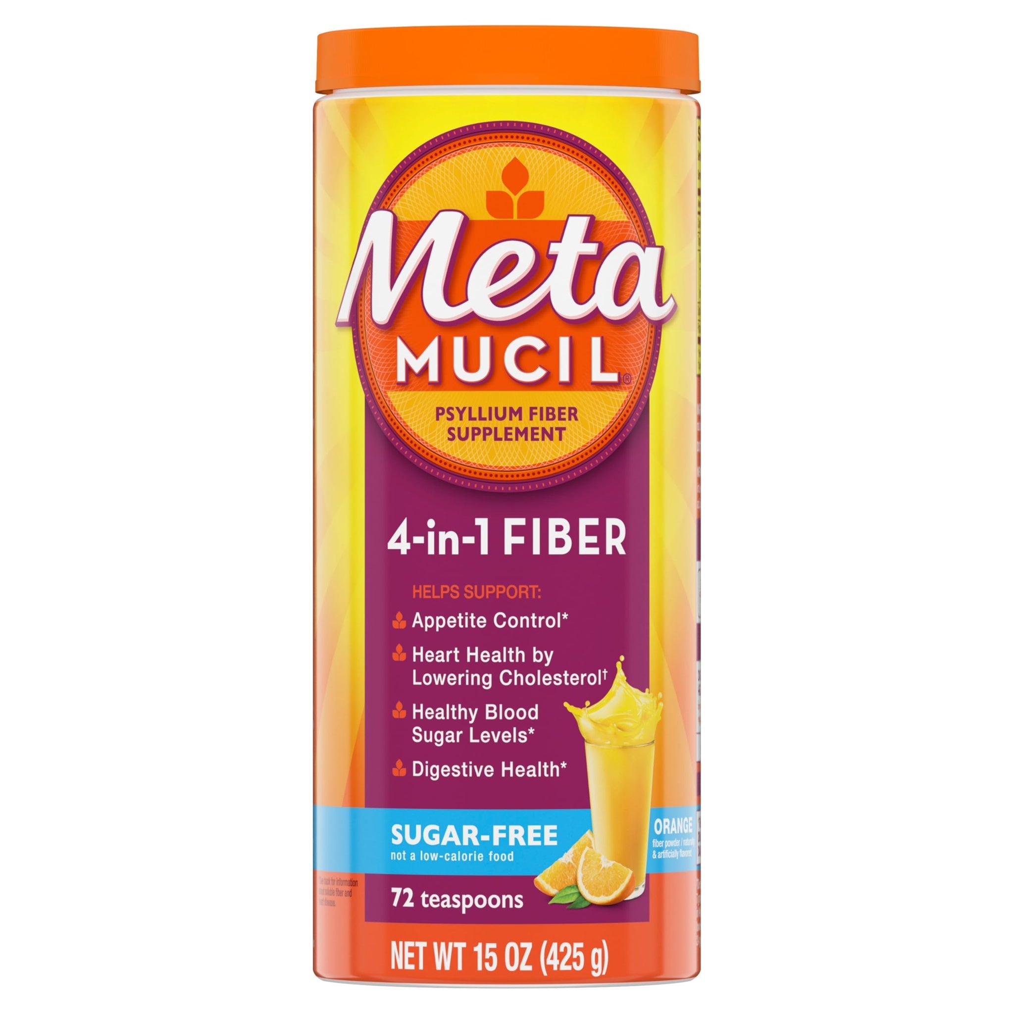 Metamucil Fiber Supplement Sugar-Free Orange (72 tsp)