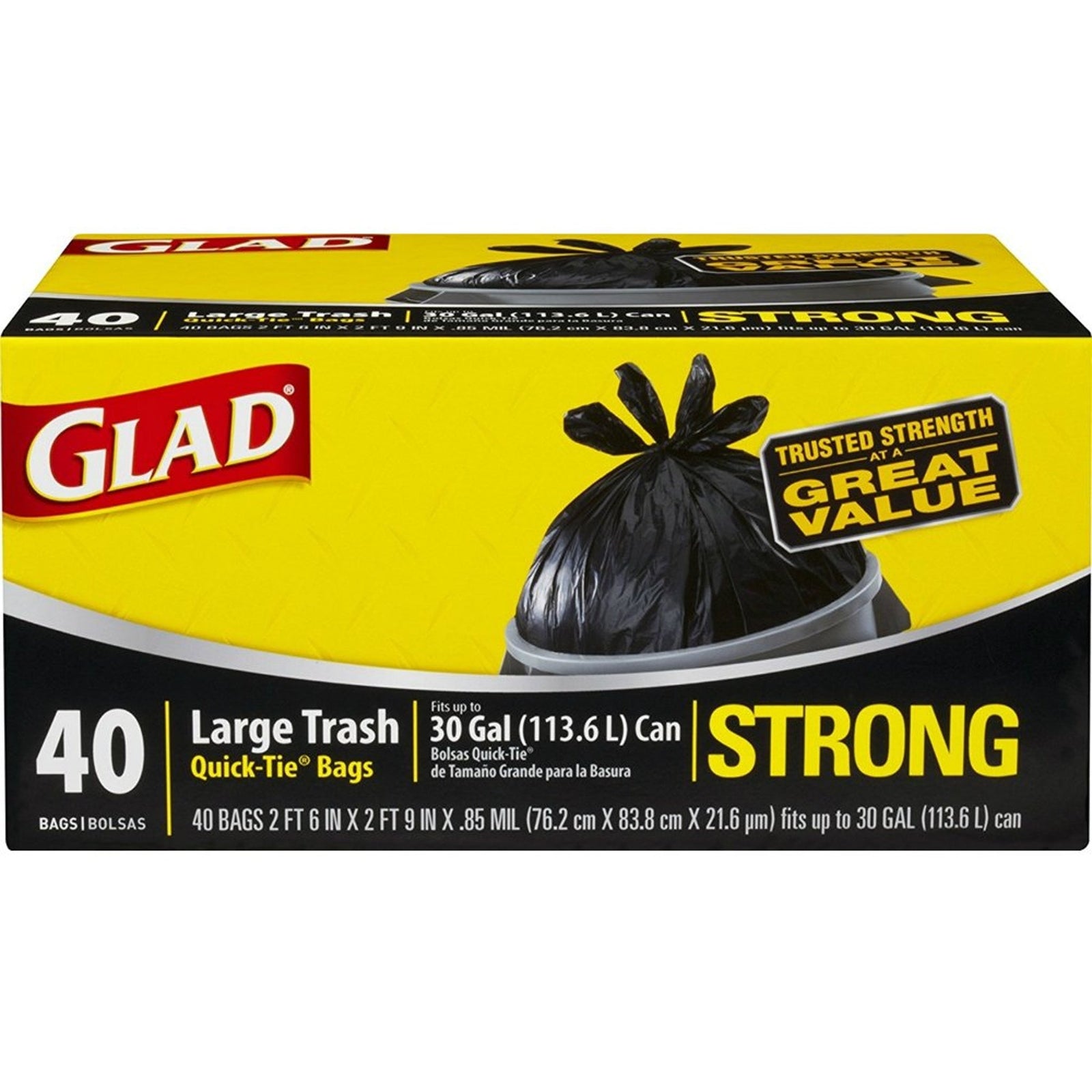 Glad Quick-Tie Trash Bags Black (30 Gallon, 40 Count)
