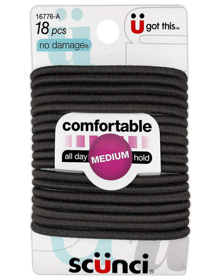 Scunci Brown Elastics Medium Hold (18 ct)