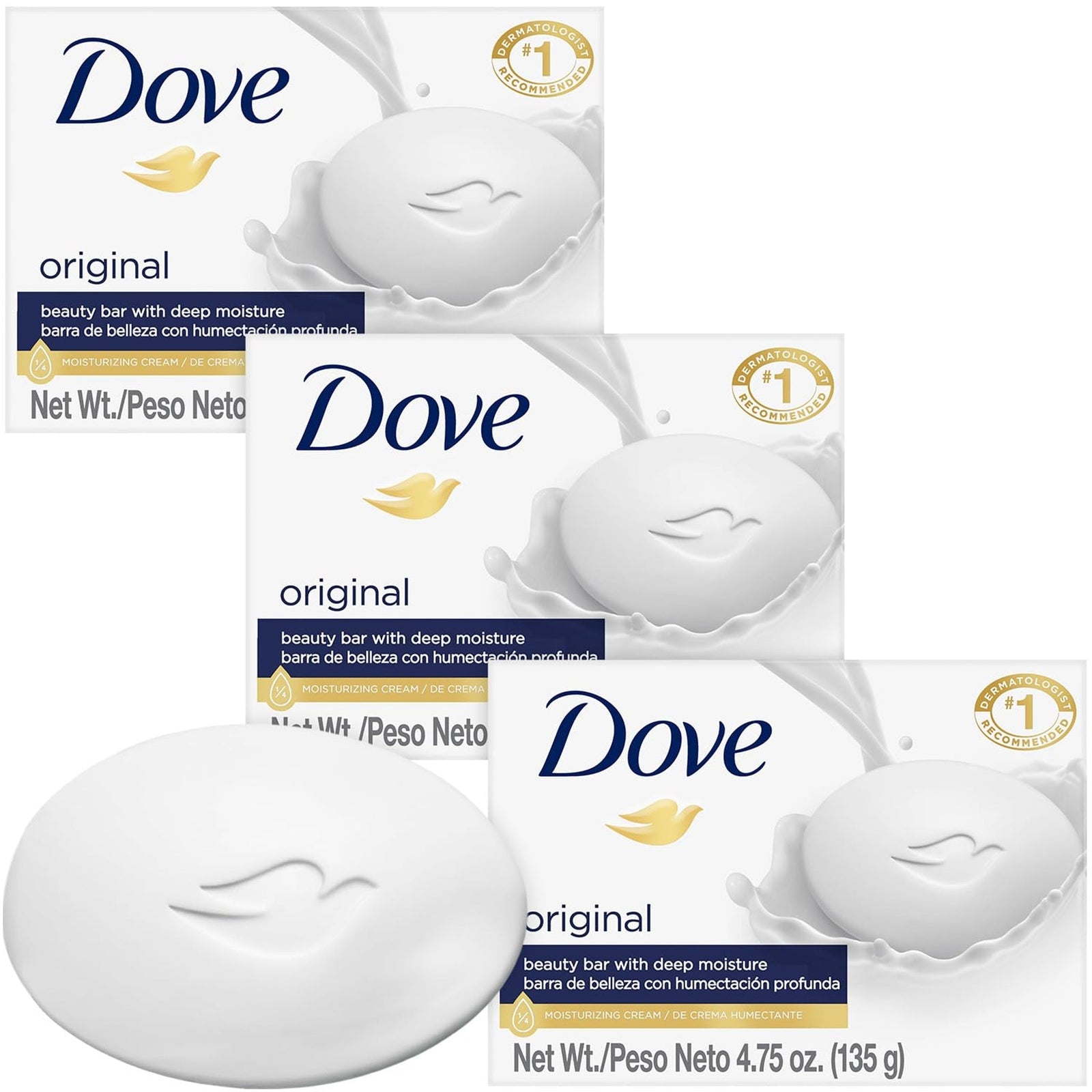 Dove Original Beauty Bar Soap (4.75 oz, 3 Pack)