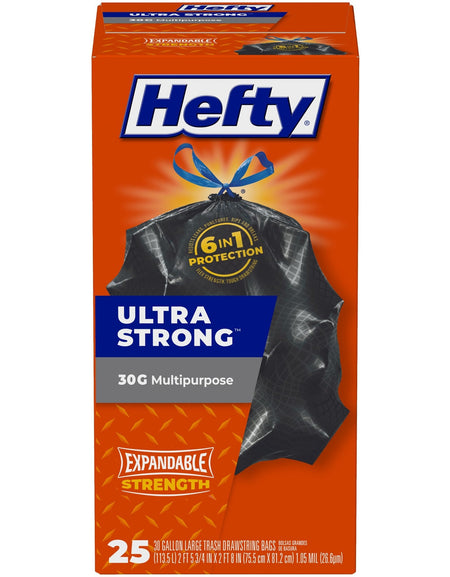 Hefty Ultra Strong Trash Bags Black (30 Gallon, 25 Count)