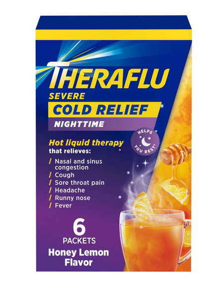 Theraflu Nighttime Cold Relief Powder Honey Lemon (6 ct)