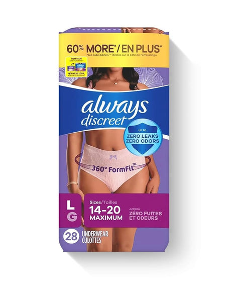 Always Discreet Underwear for Women Maximum Large (28 Count)