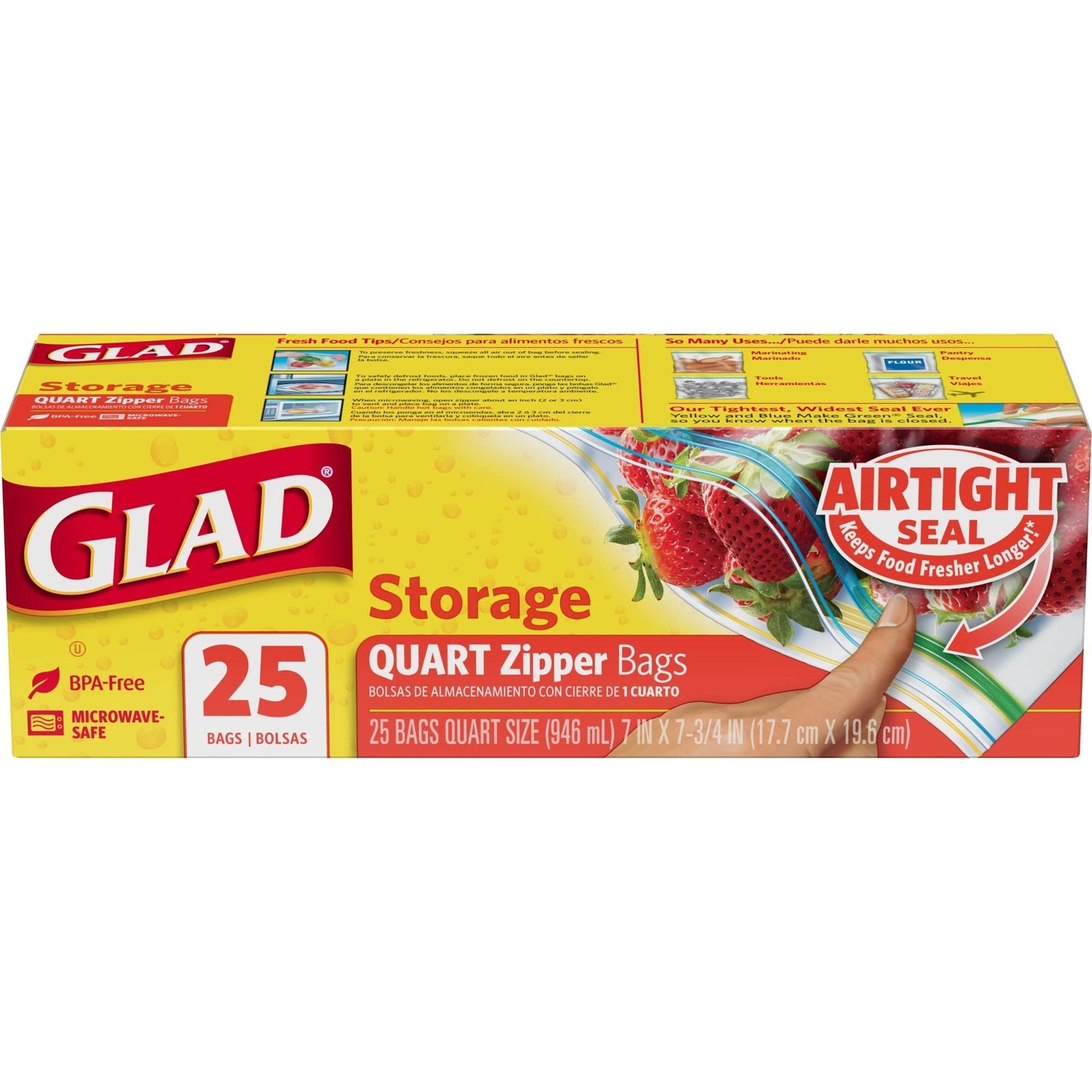 Glad Zipper Food Storage Bags Quart (25 Count)