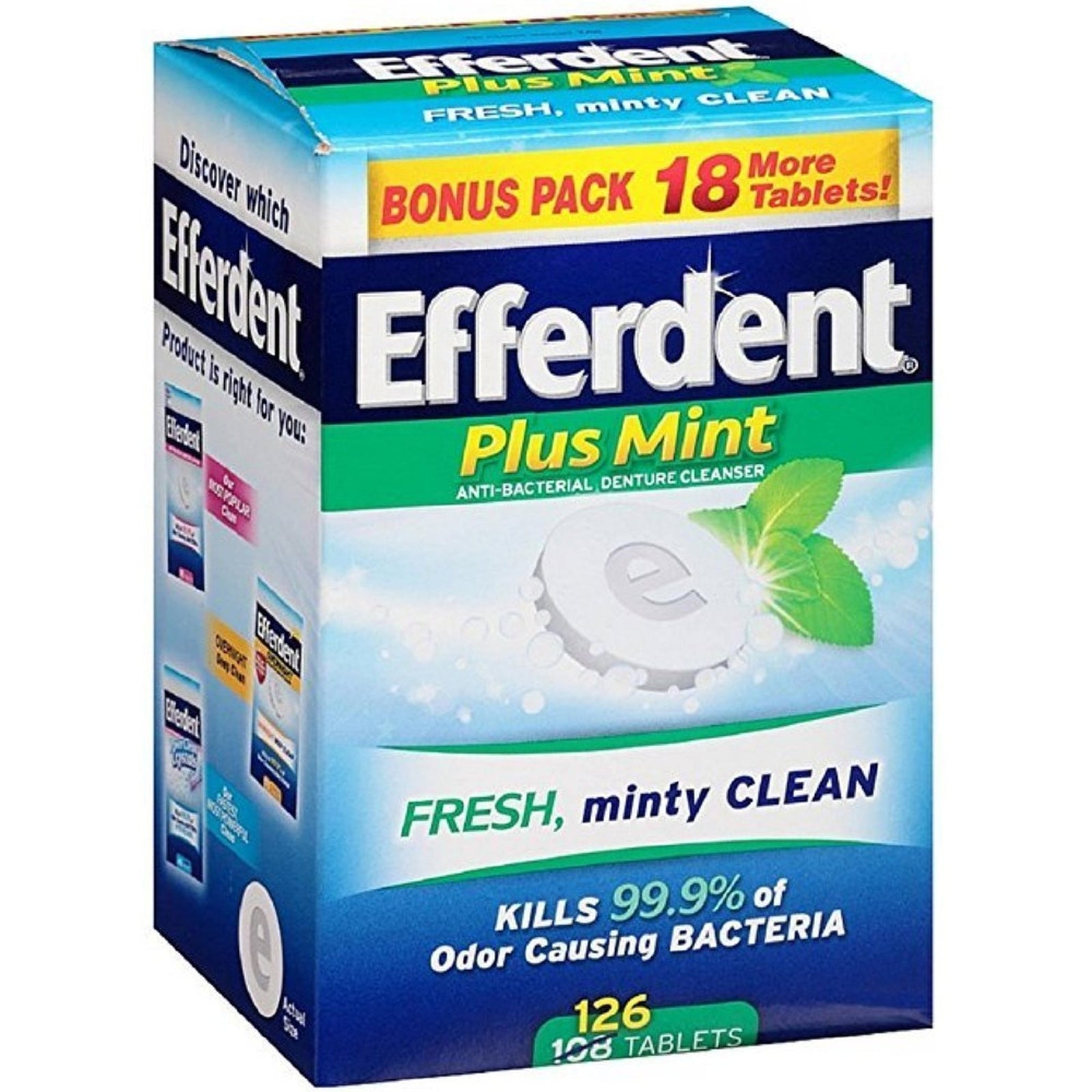 Efferdent Plus Mint Denture Cleanser Tablets (126 Count, 3 Pack)