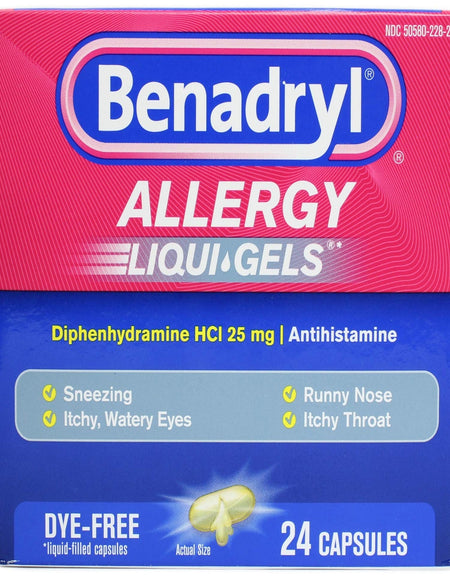 Benadryl Dye-Free Liqui-Gels (25 mg, 24 Count, 11 Pack)
