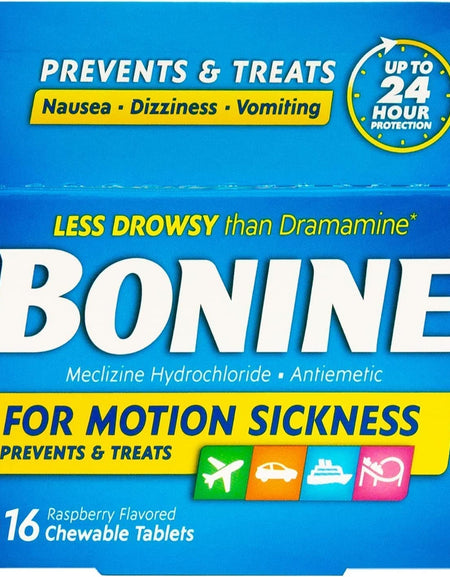 Bonine Motion Sickness Tablets Raspberry (16 Count)