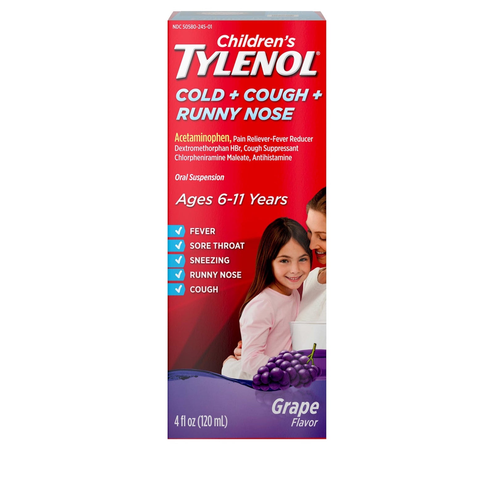 Children's Tylenol Cold + Cough + Runny Nose Grape (4 oz)