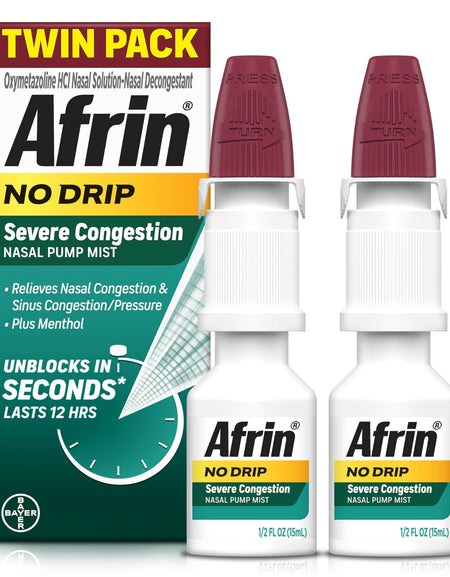 Afrin No Drip Nasal Mist Severe Congestion (0.5 oz, 2 Pack)