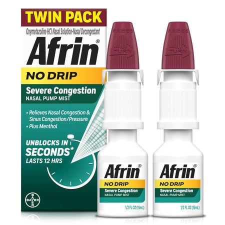 Afrin No Drip Nasal Mist Severe Congestion (0.5 oz, 2 Pack)